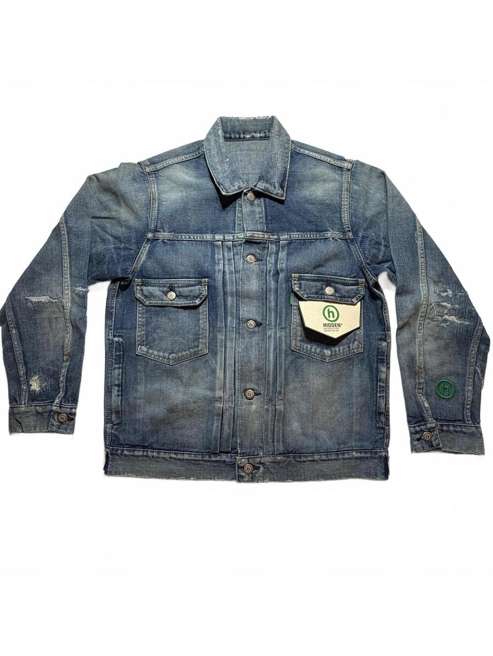 Hidden NY Distressed Denim Jacket Japan Blue M NWT Rare